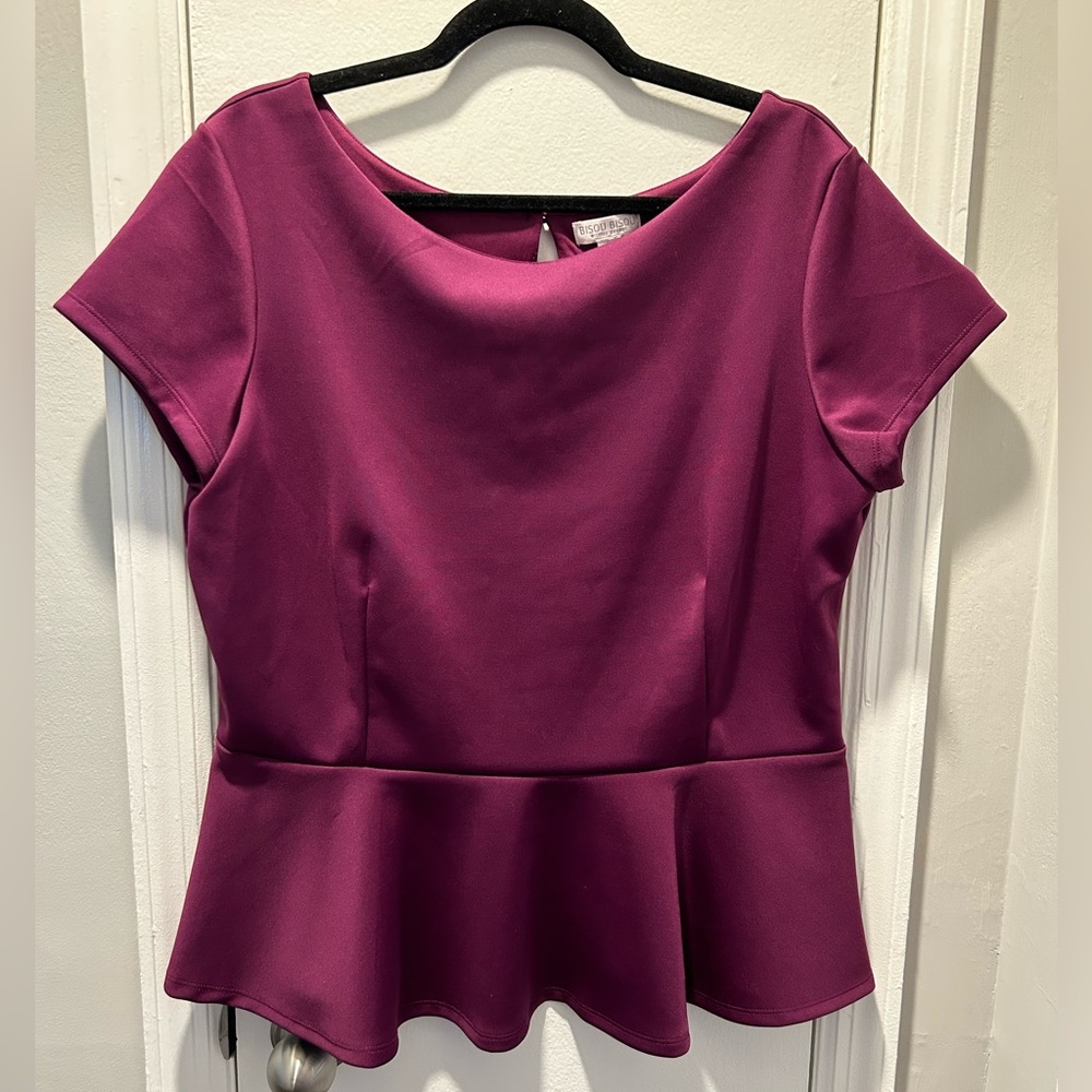 Plum peplum blouse.